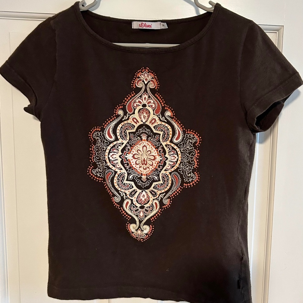 Brown Bedazzled T-shirt